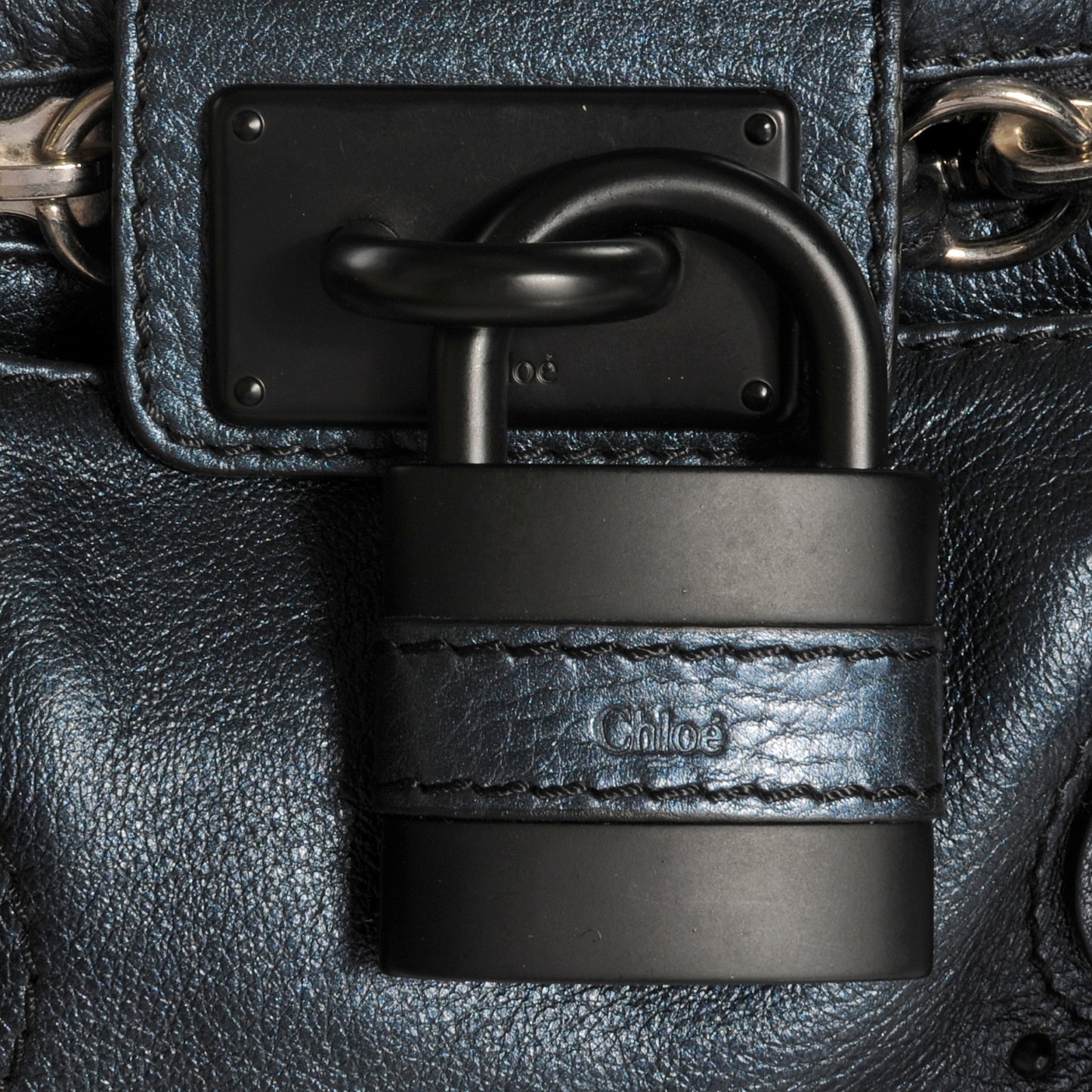 Leather Paddington Metallic Blue