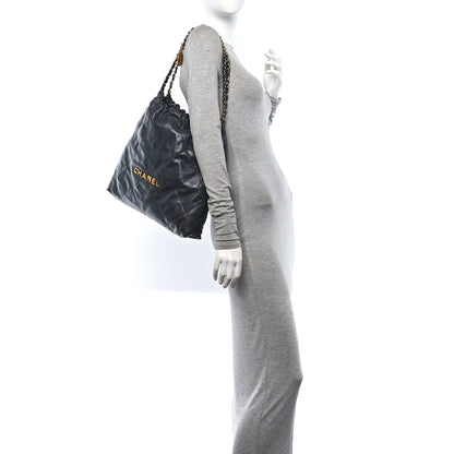 Chanel Shiny Calfskin Quilted Chanel 22 Dark Grey 2 of 13