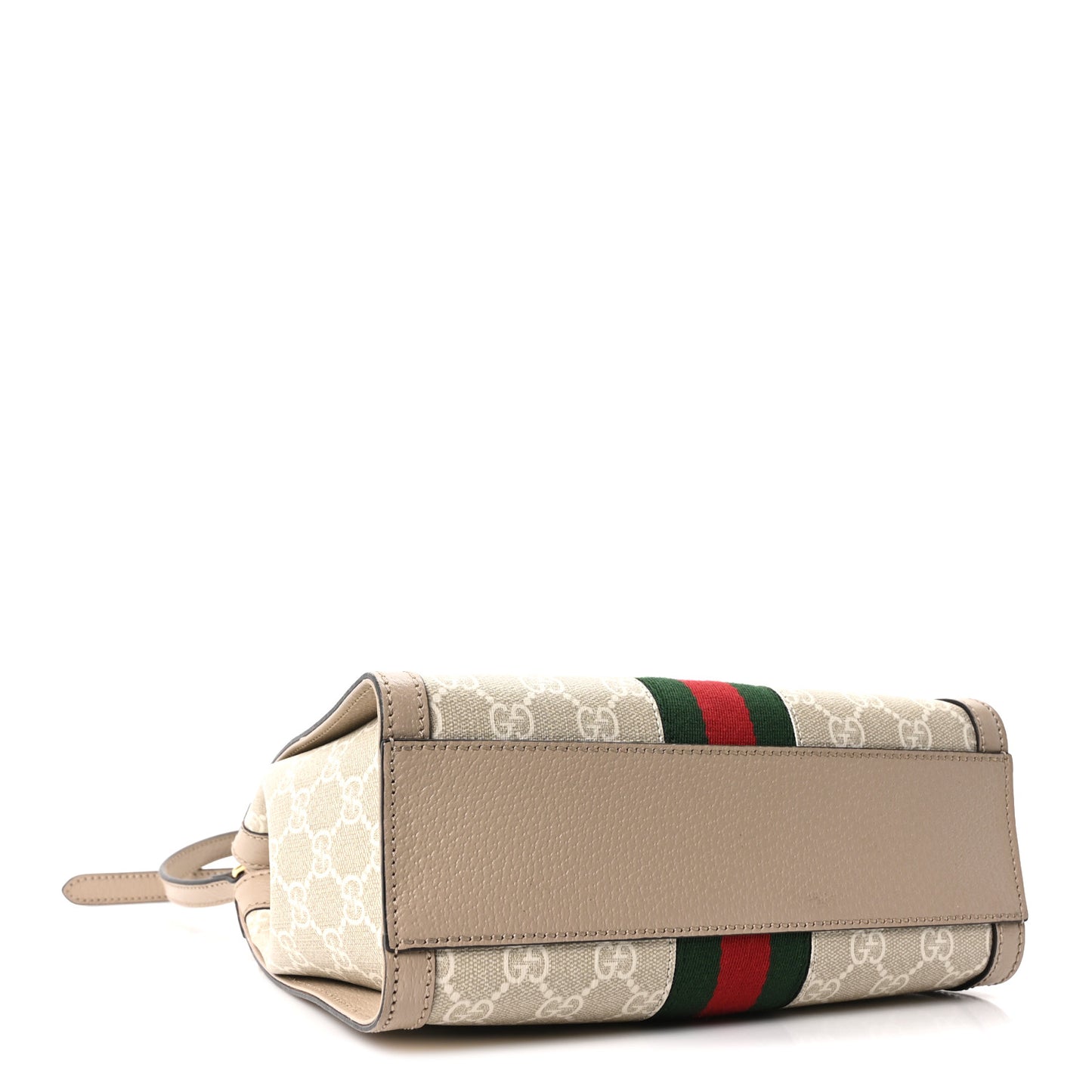 GG Supreme Monogram Textured Dollar Calfskin Web Small Ophidia Tote Bag Beige Mystic White Oatmeal