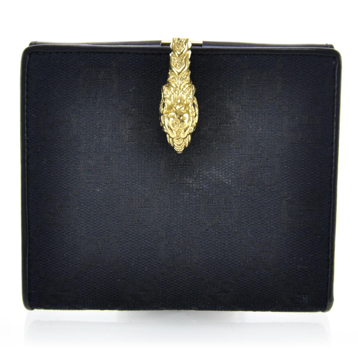 Gucci Monogram Tiger Head Compact Wallet Black 1 of 9