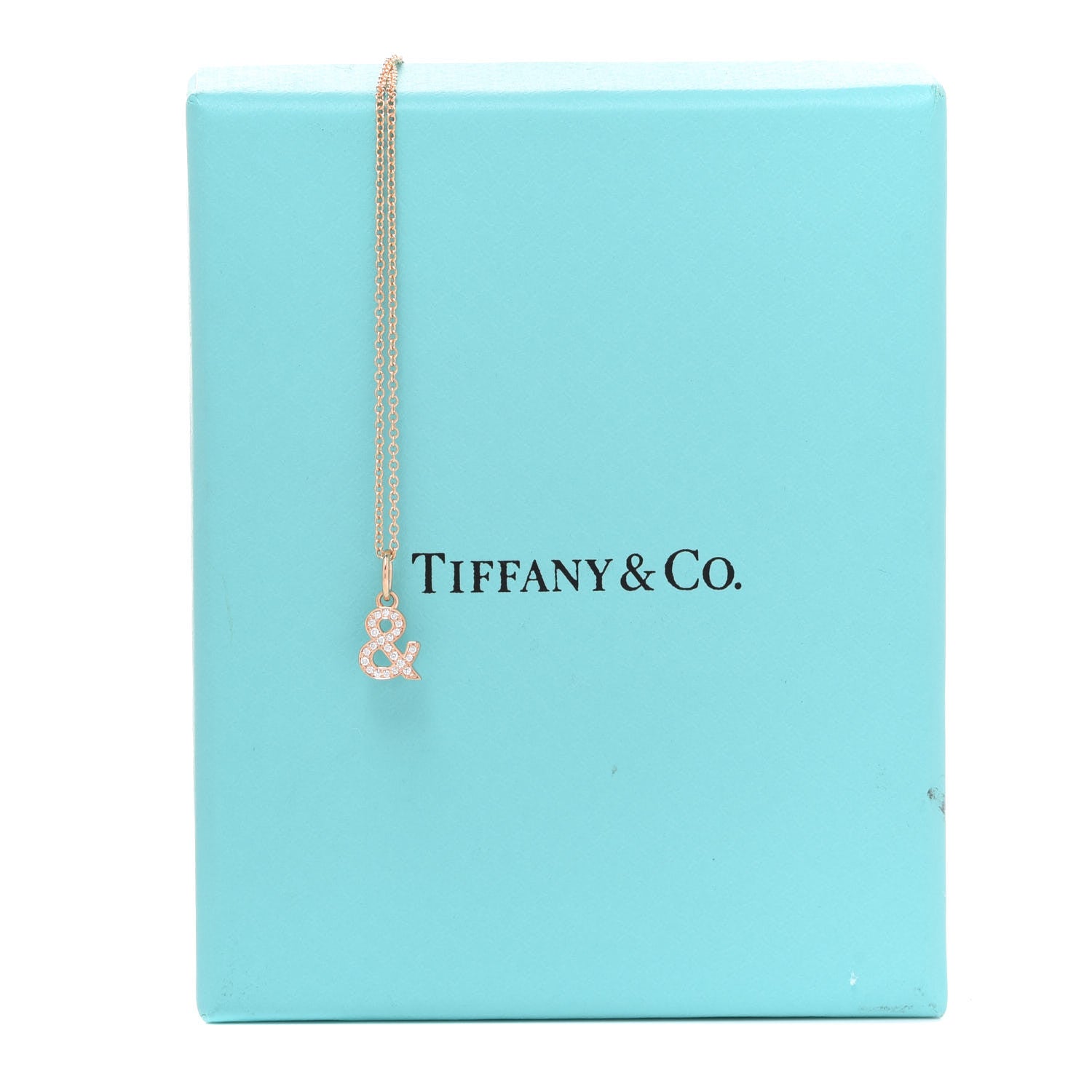 Tiffany 18K Rose Gold Diamond Medium Ampersand Pendant Necklace 7 of 7
