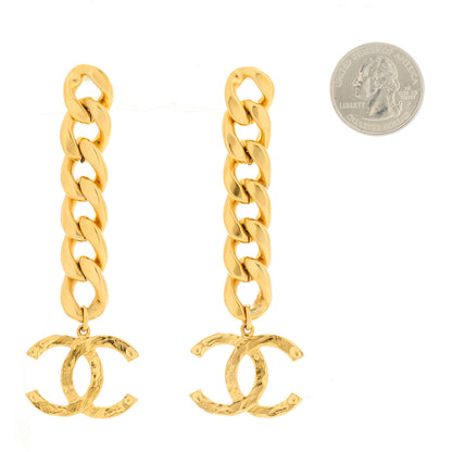 Chanel Metal CC Pick Drop Earrings Gold 2 of 5