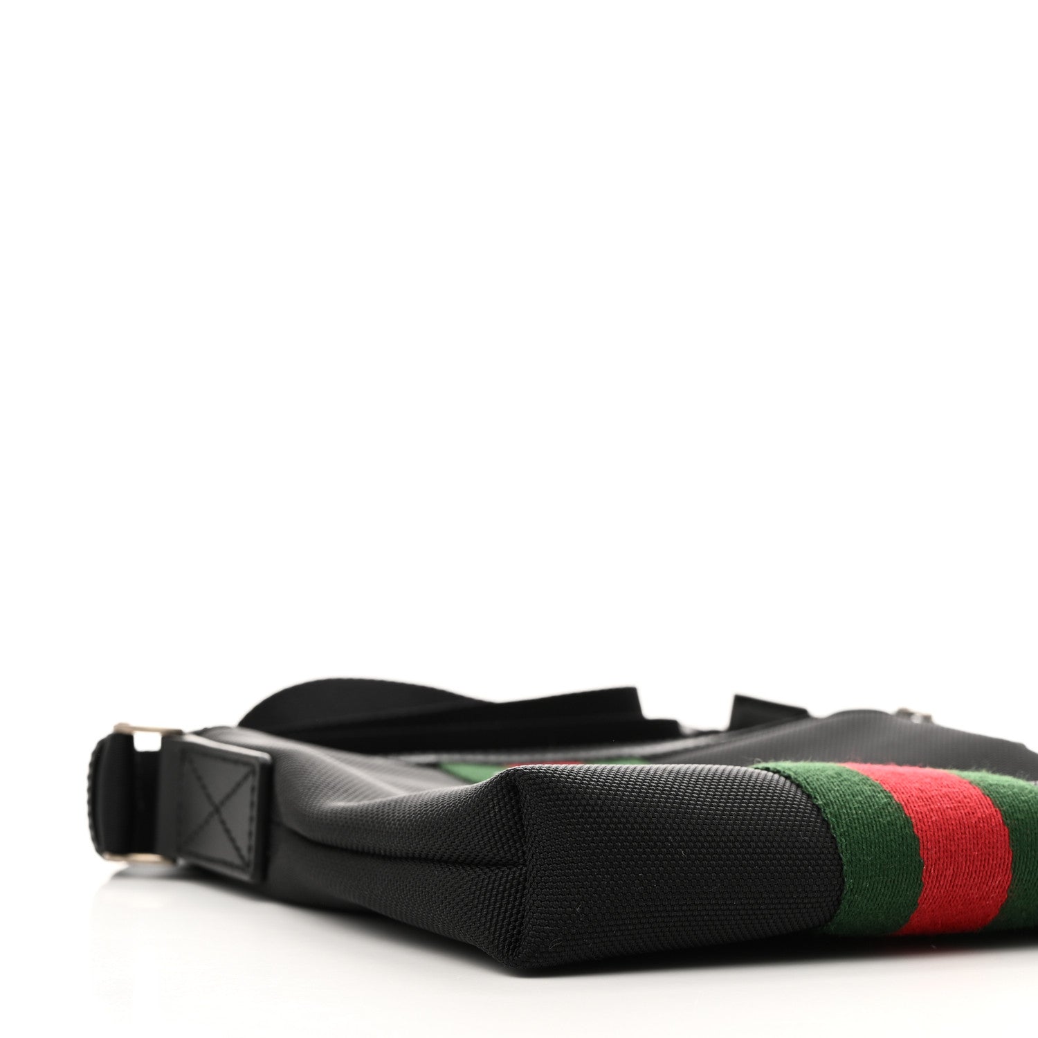 Gucci Techno Canvas Selleria Calfskin Web Small Flat Messenger Bag Black 9 of 10