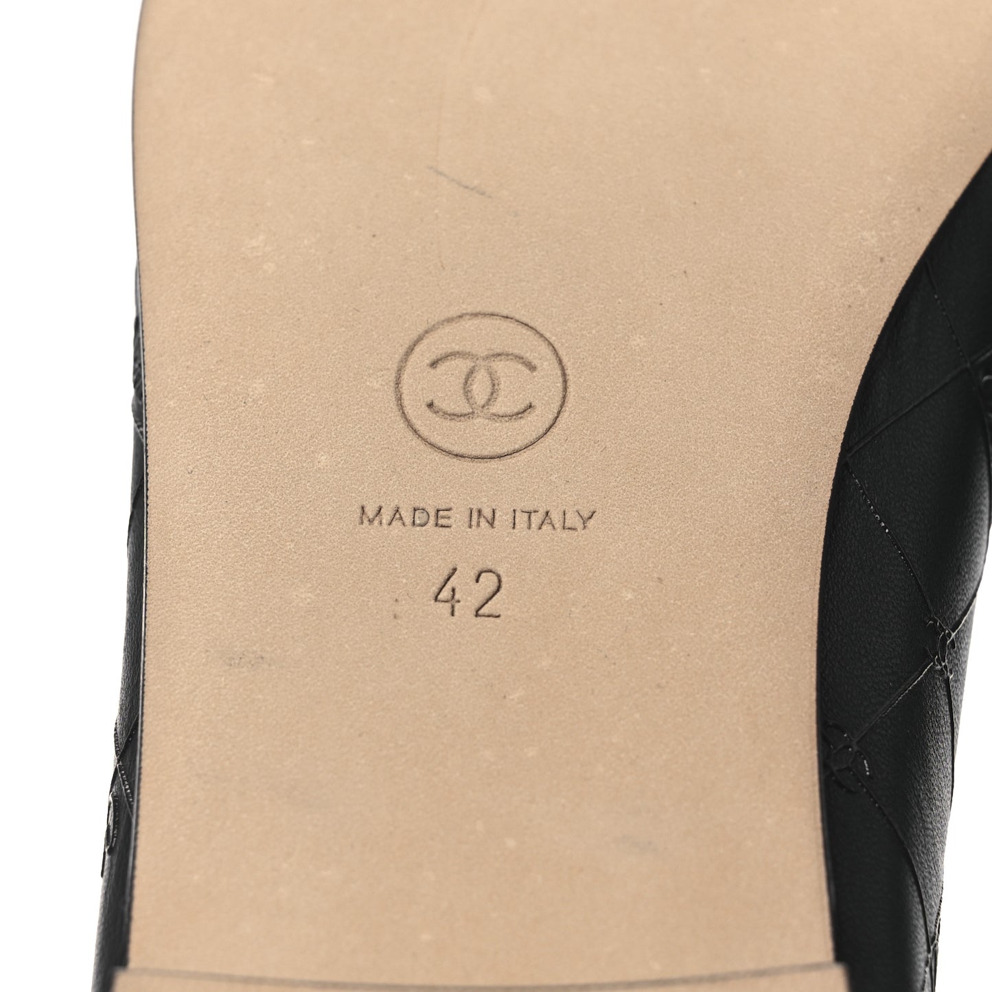 Printed Lambskin Patent Cap Toe Ballerina Flats 42 Black