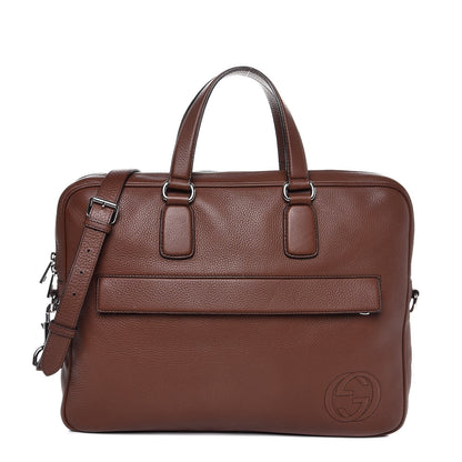 Gucci Pebbled Calfskin Large Soho Briefcase Brown 1 of 8