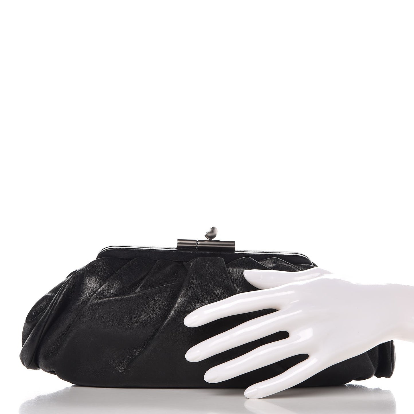 Lambskin Monte Carlo Clutch Black