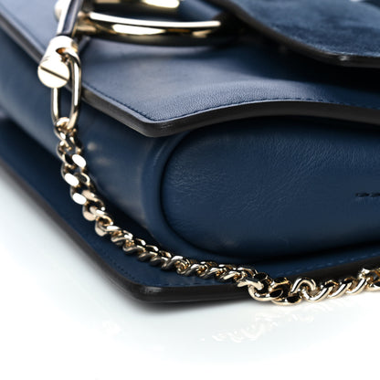 Chloe Suede Calfskin Small Faye Shoulder Bag Deep Ocean 9 of 12