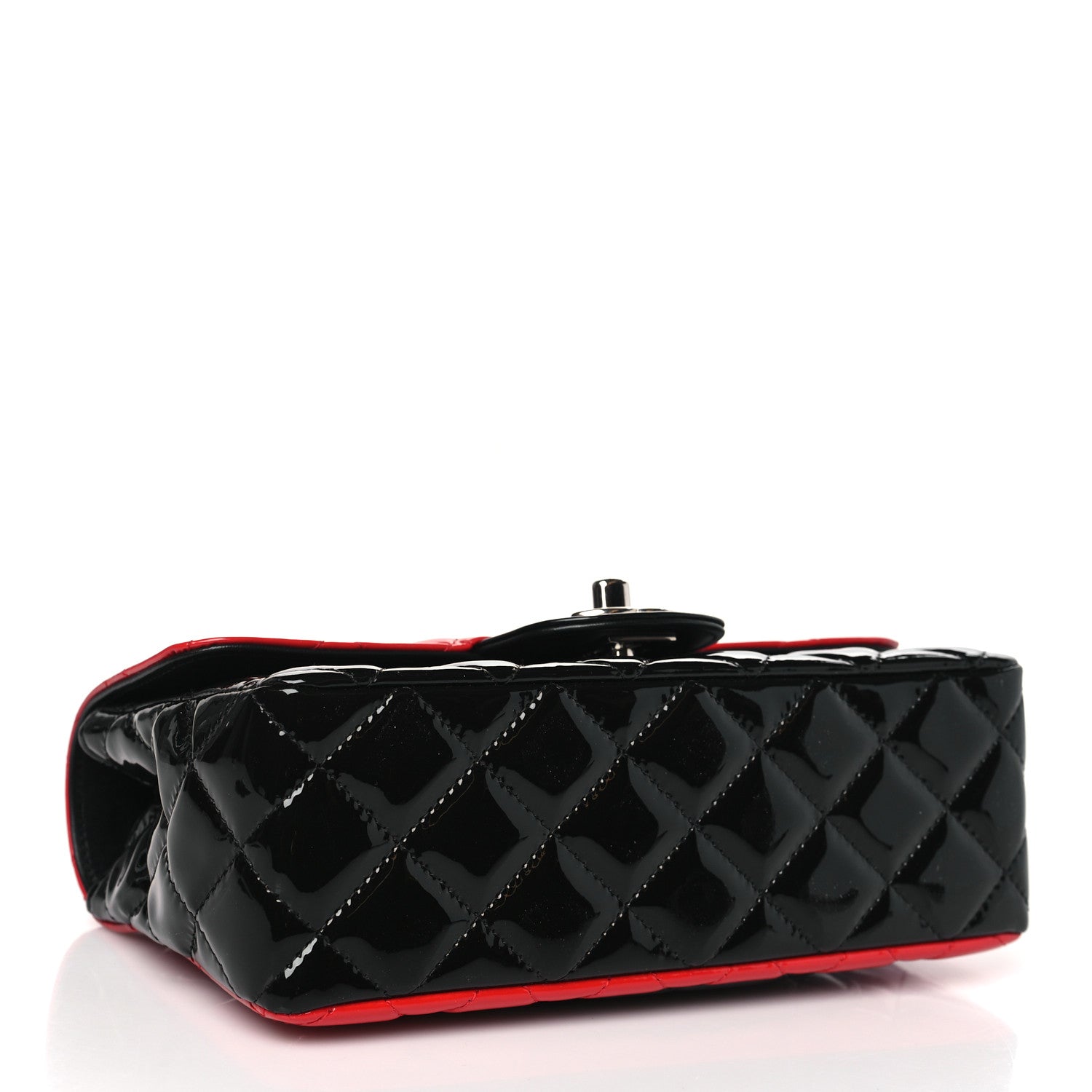 Chanel Patent Calfskin Quilted Bi-Color Mini Rectangular Flap Red Black 4 of 10
