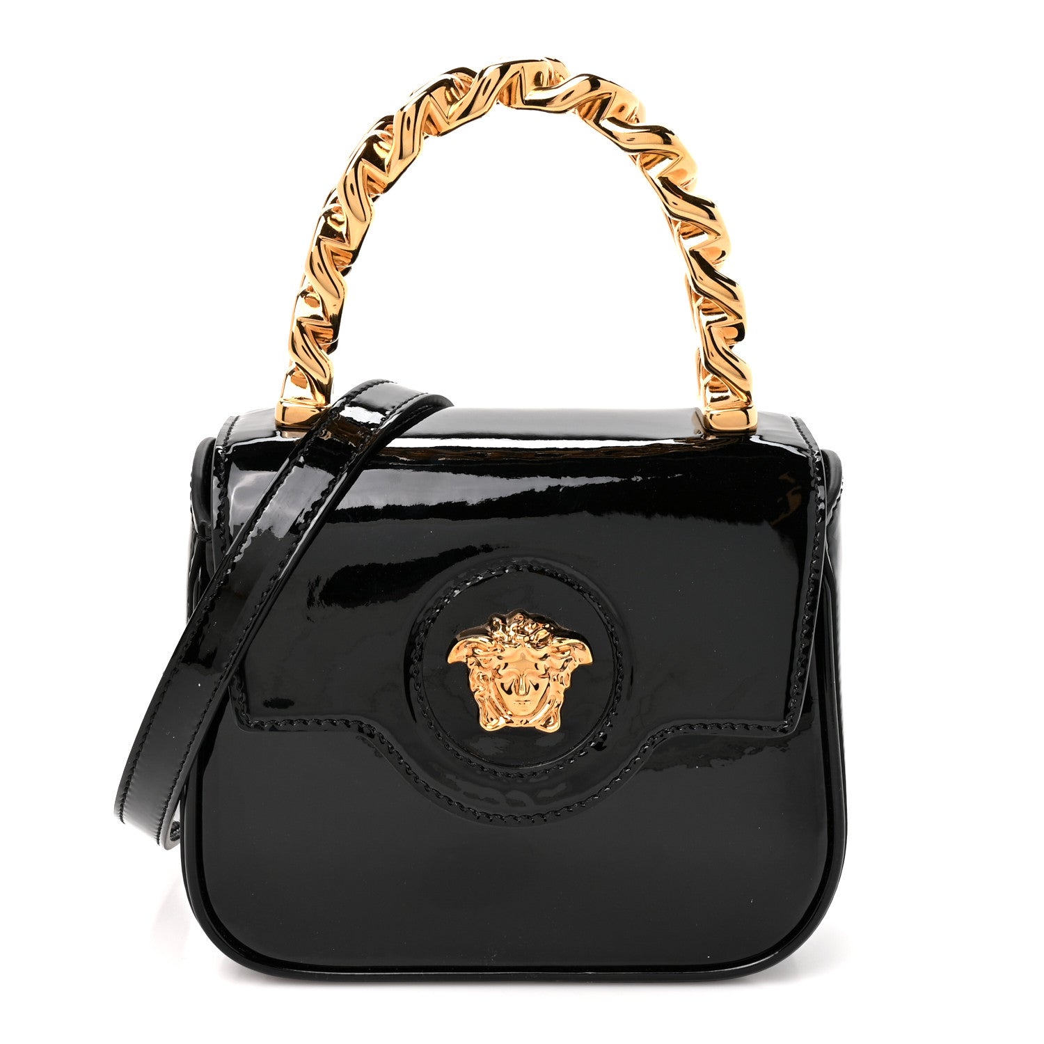 Versace Patent Mini La Medusa Bag Black 1 of 8