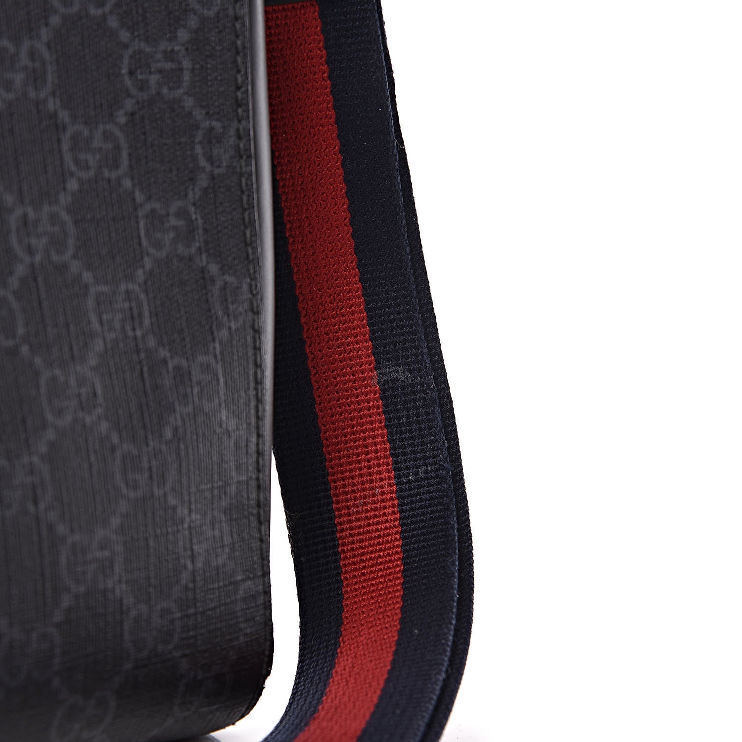 Gucci GG Supreme Monogram Web Small Flat Messenger Bag Black Grey 11 of 19