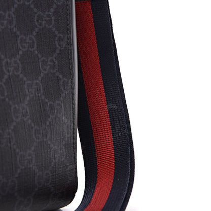 Gucci GG Supreme Monogram Web Small Flat Messenger Bag Black Grey 11 of 19