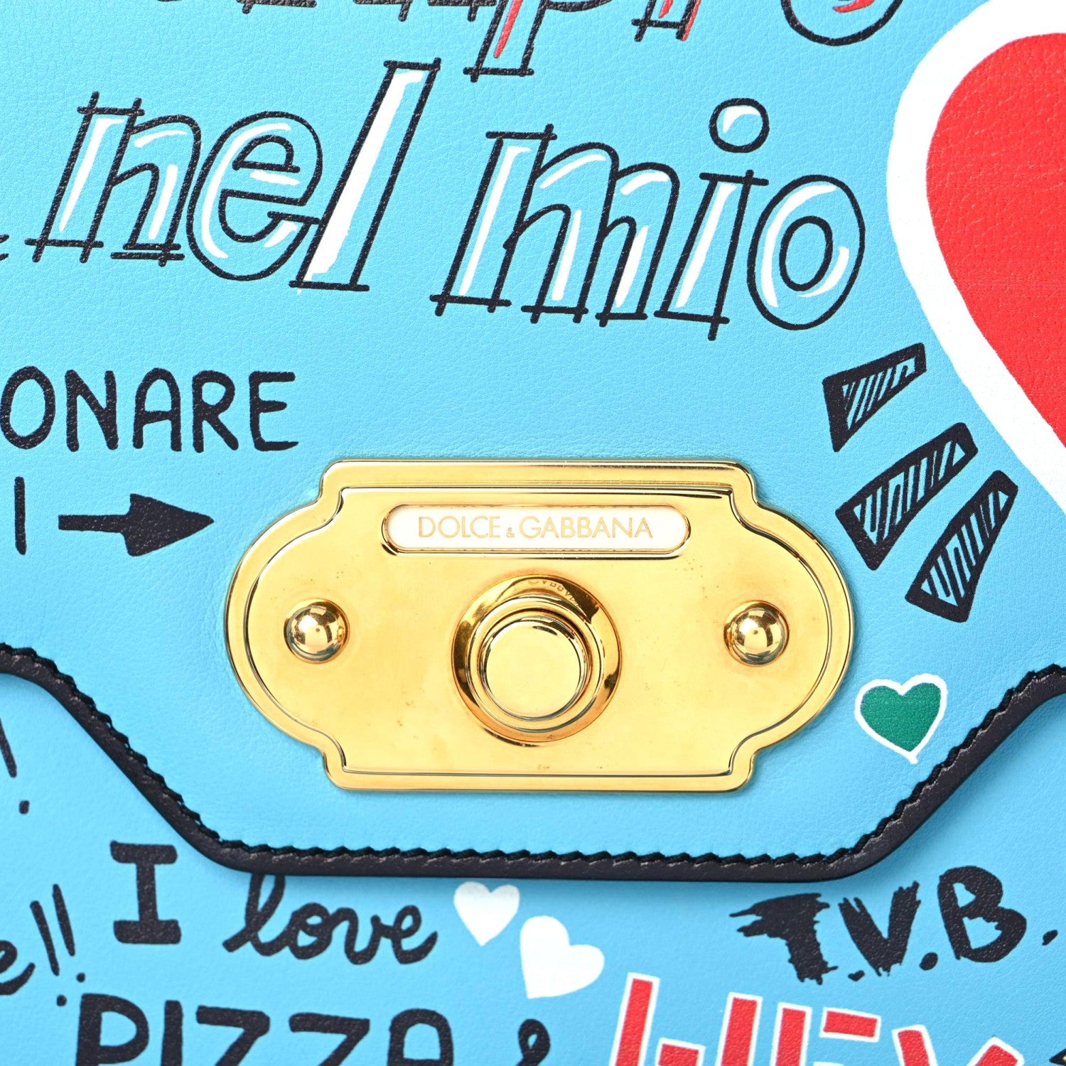 Dolce & Gabbana Calfskin Graffiti Printed Welcome Satchel Blue Black 9 of 14