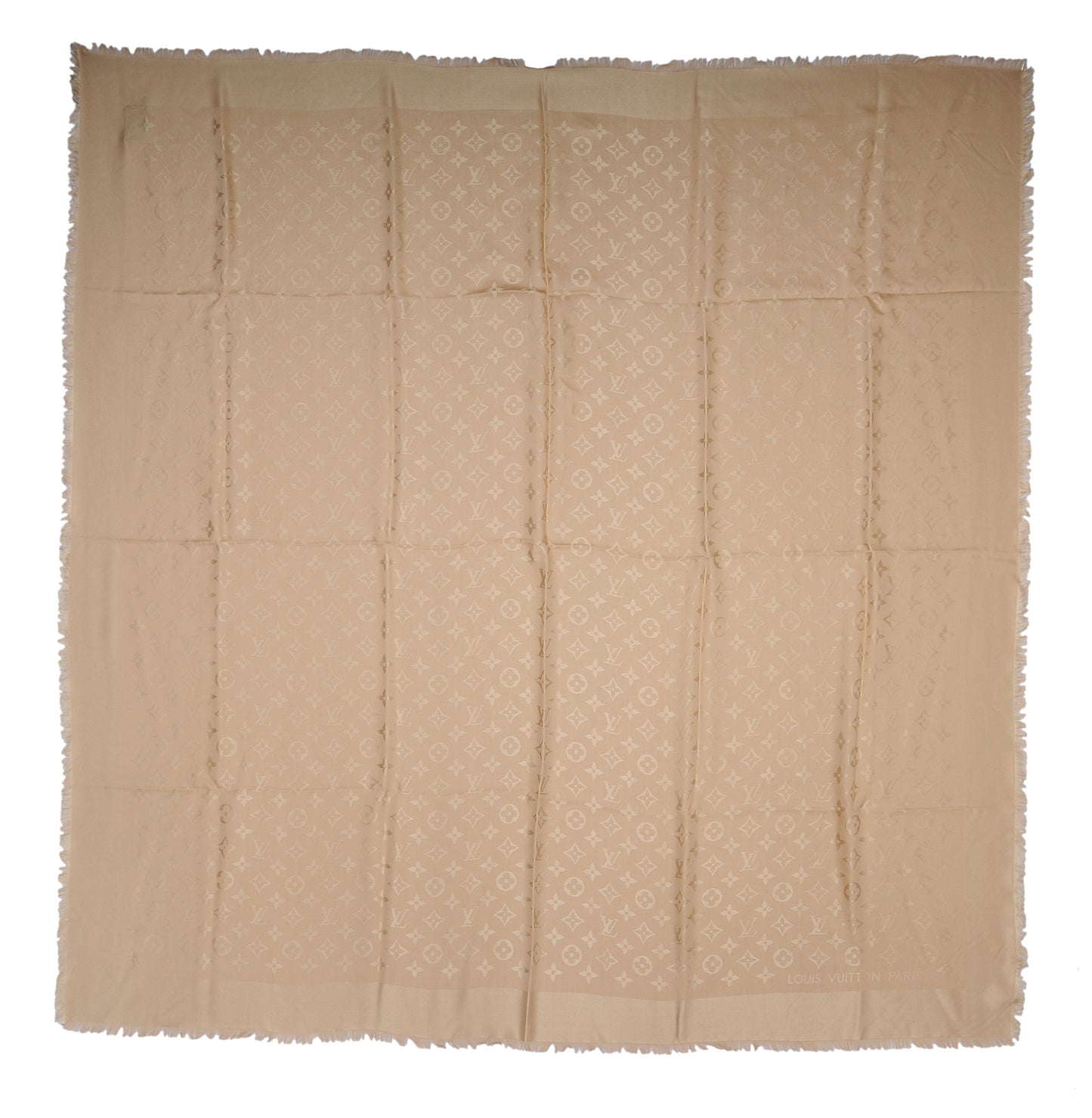 Wool Silk Monogram Shawl Nude