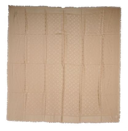 Louis Vuitton Wool Silk Monogram Shawl Nude 3 of 5