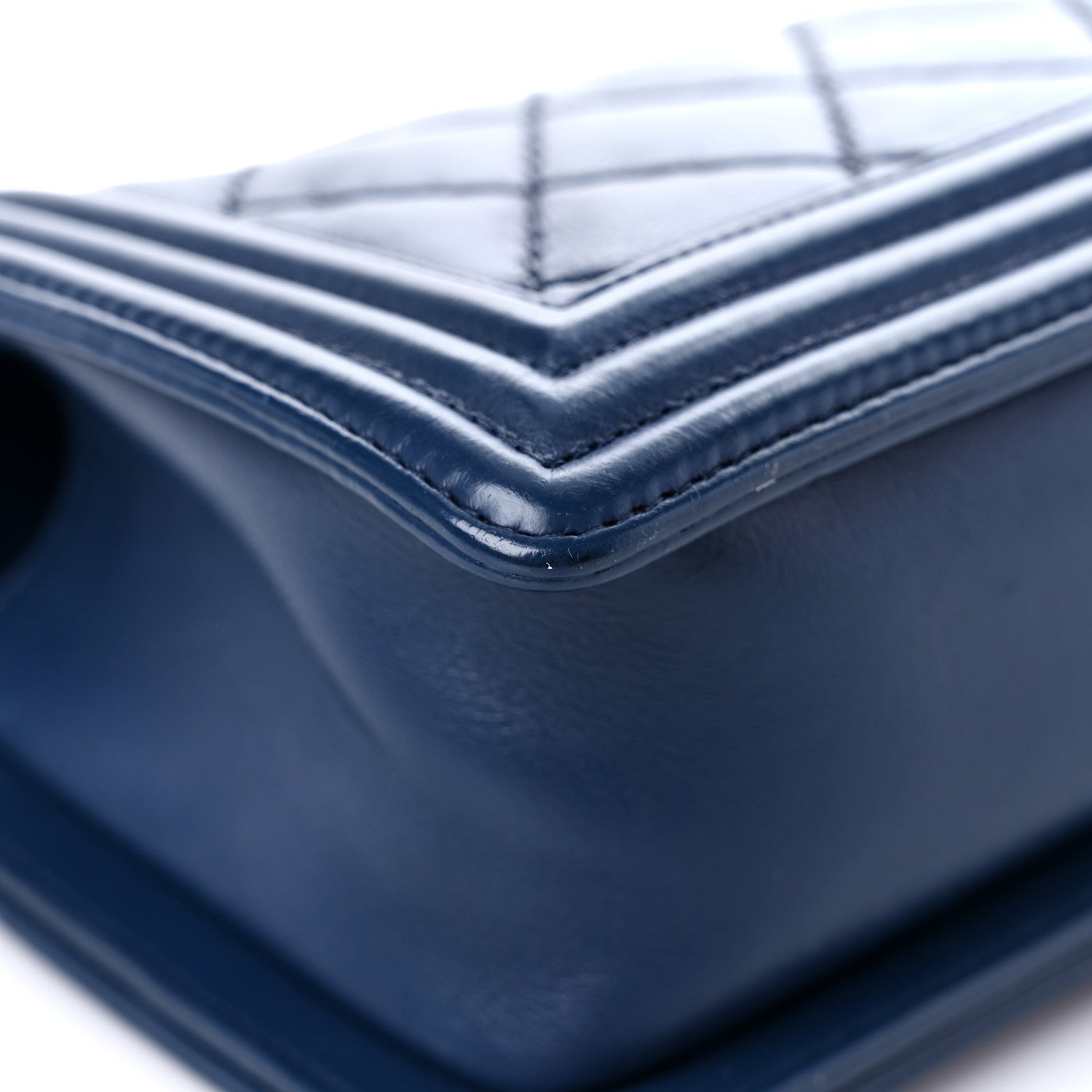 Chanel Calfskin Double Stitch Medium Boy Flap Navy Blue 10 of 16
