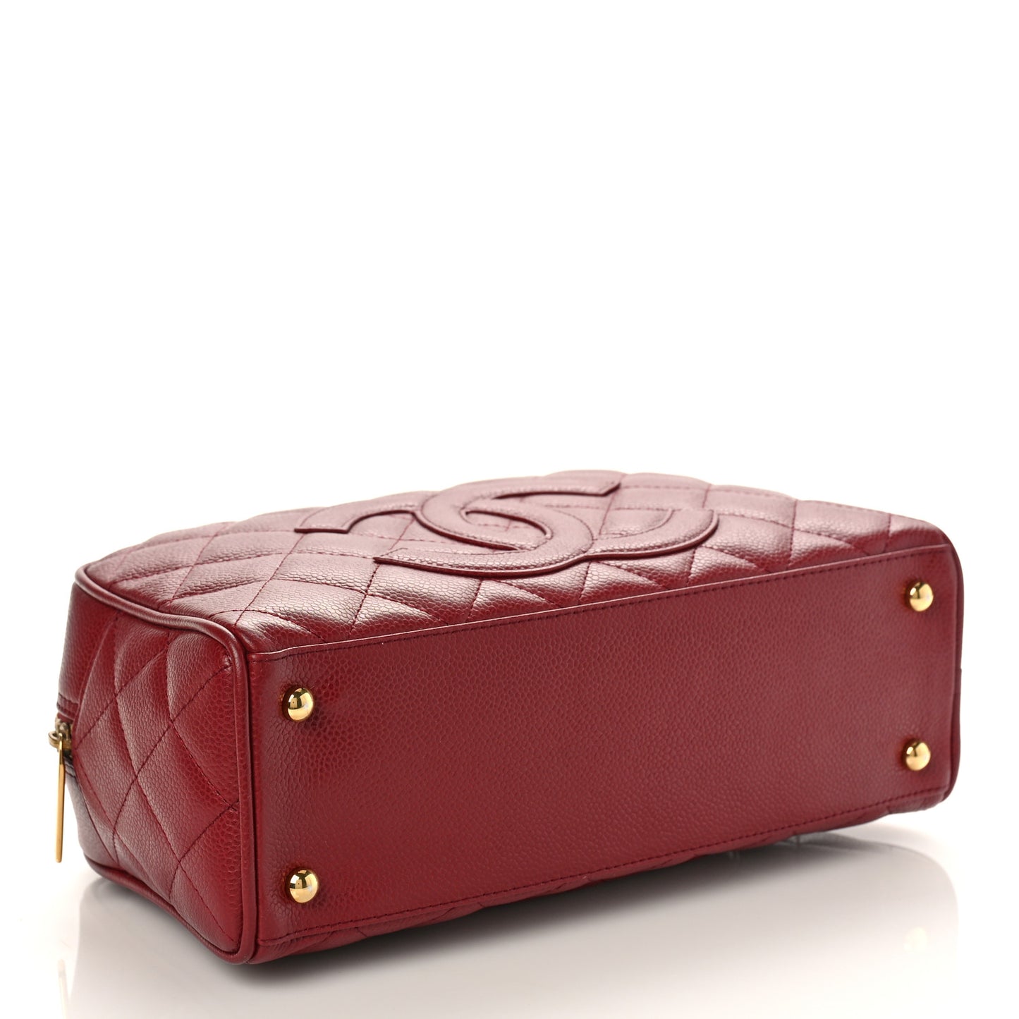 Caviar Quilted Small Bowler Dark Red