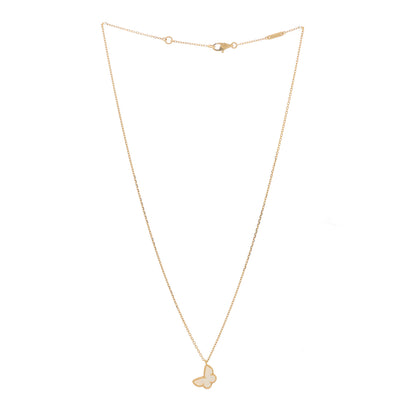 Van Cleef & Arpels 18K Yellow Gold Mother of Pearl Sweet Alhambra Butterfly Pendant Necklace 3 of 5