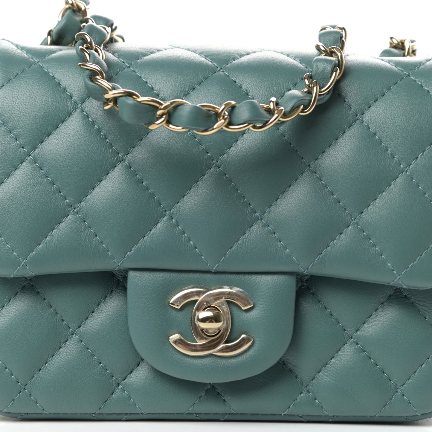 Lambskin Quilted Mini Square Flap Green