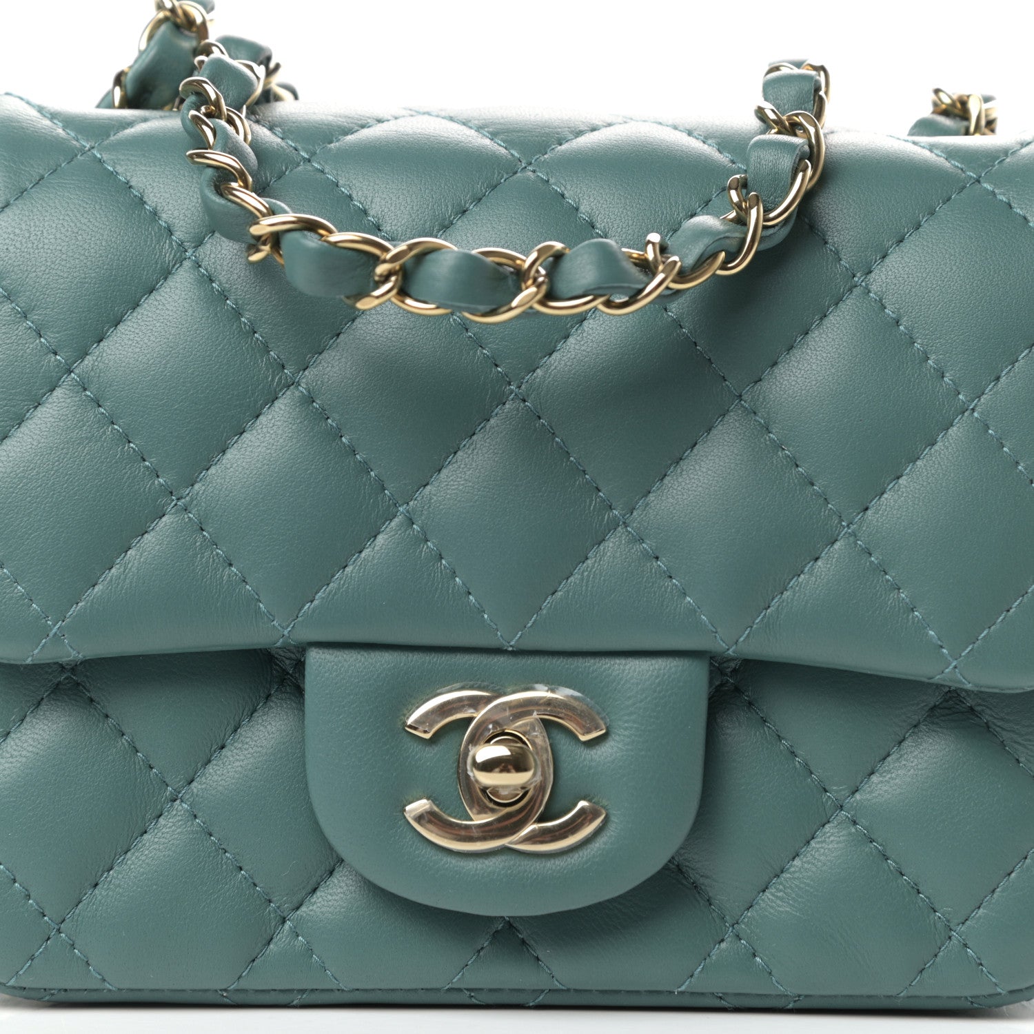 Chanel Lambskin Quilted Mini Square Flap Green 10 of 11
