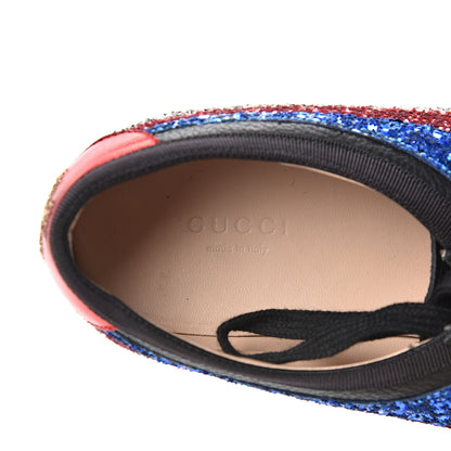 Gucci Calfskin Glitter Crystal Womens Sylvie Web Falacer Sneakers 39.5 Black 8 of 15