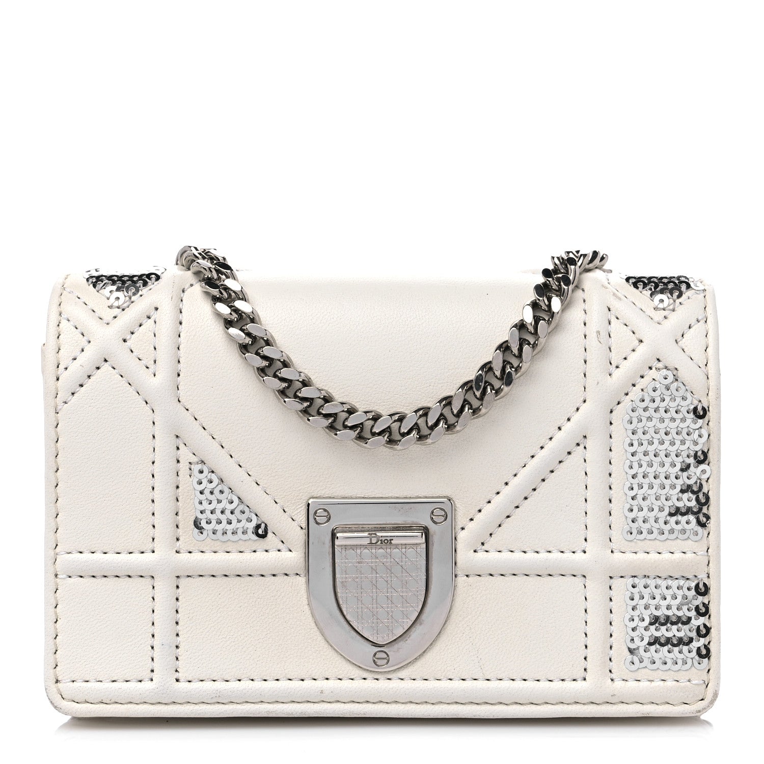 Christian Dior Lambskin Sequin Baby Diorama Flap Bag White 1 of 12