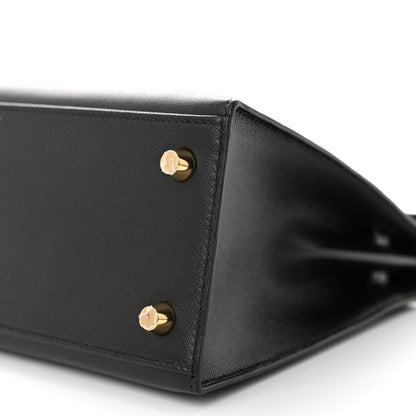 Hermes Madame Calfskin Shiny Niloticus Crocodile Kelly Sellier Touch 25 Black 10 of 11
