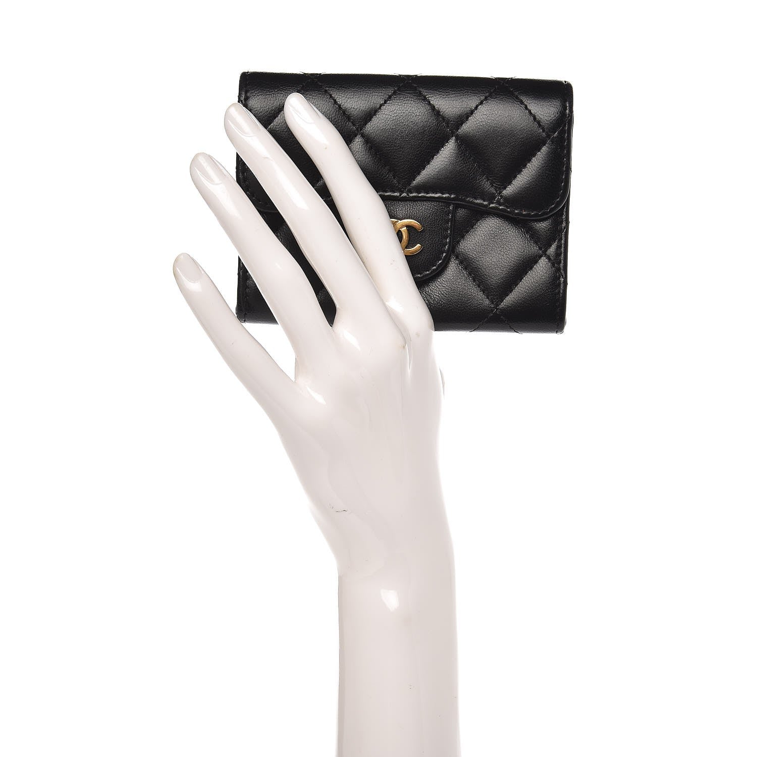 Chanel Lambskin Quilted Flap Card Holder Wallet Black 2 of 9