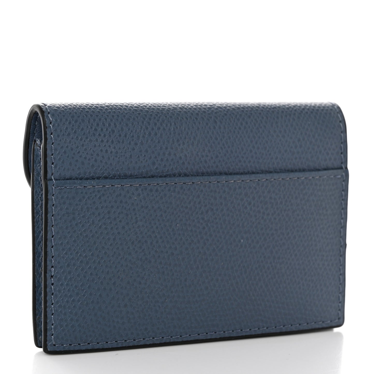 Grained Calfskin Saddle Card Holder Navy