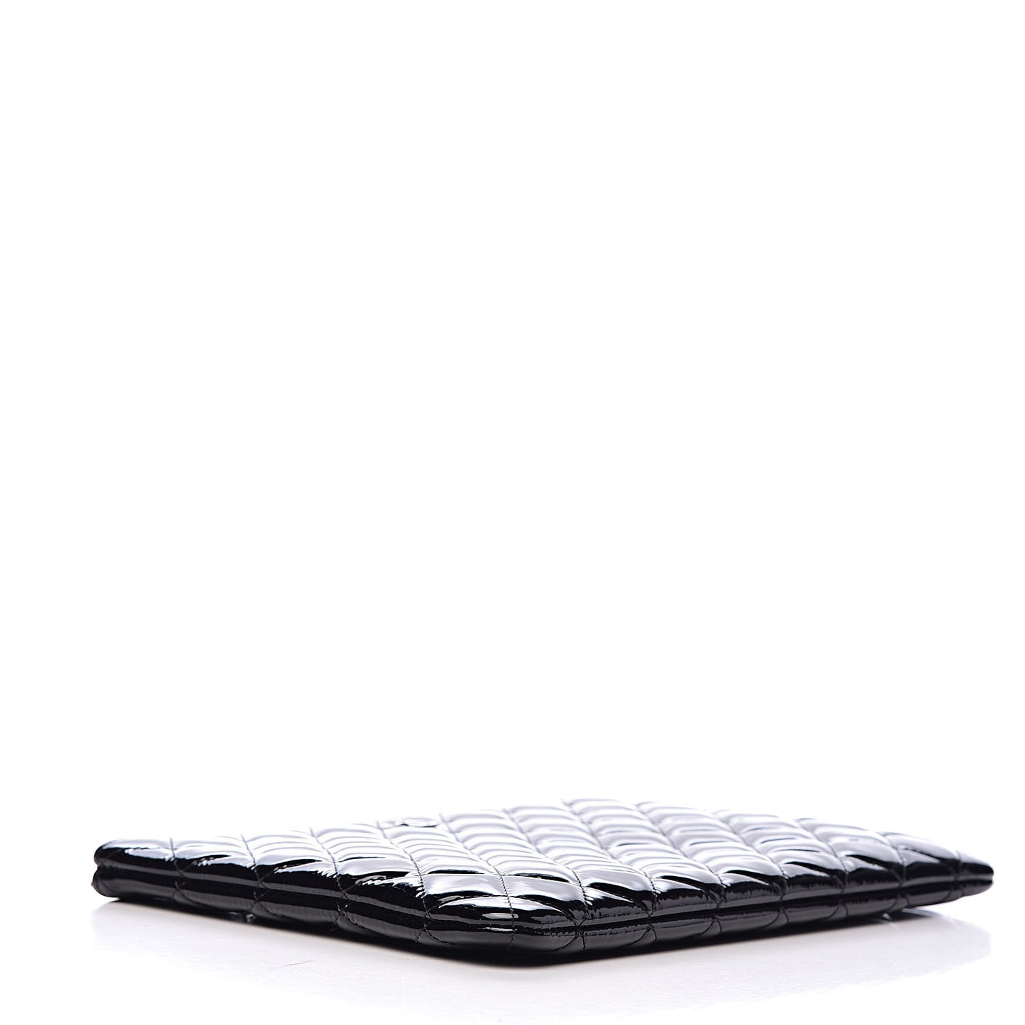 Patent Calfskin Quilted Medium Cosmetic Case Black
