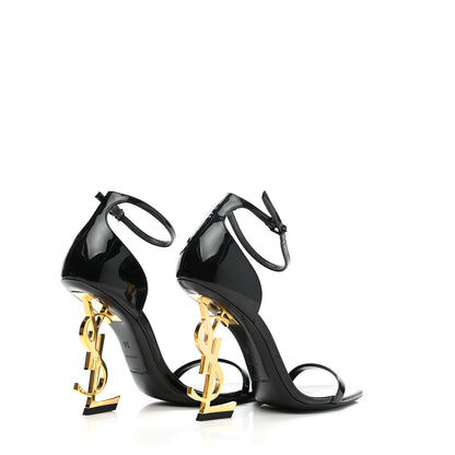 Saint Laurent Patent Calfskin Opyum 110 Sandals 36 Black Gold 4 of 8