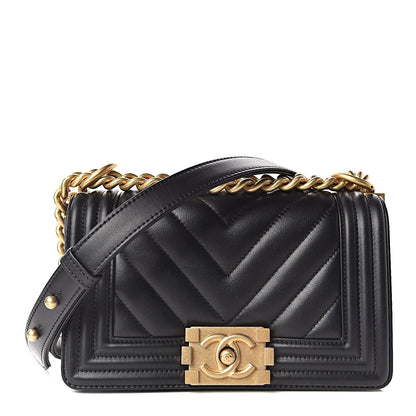 Chanel Lambskin Chevron Quilted Small Boy Flap Black 1 of 11
