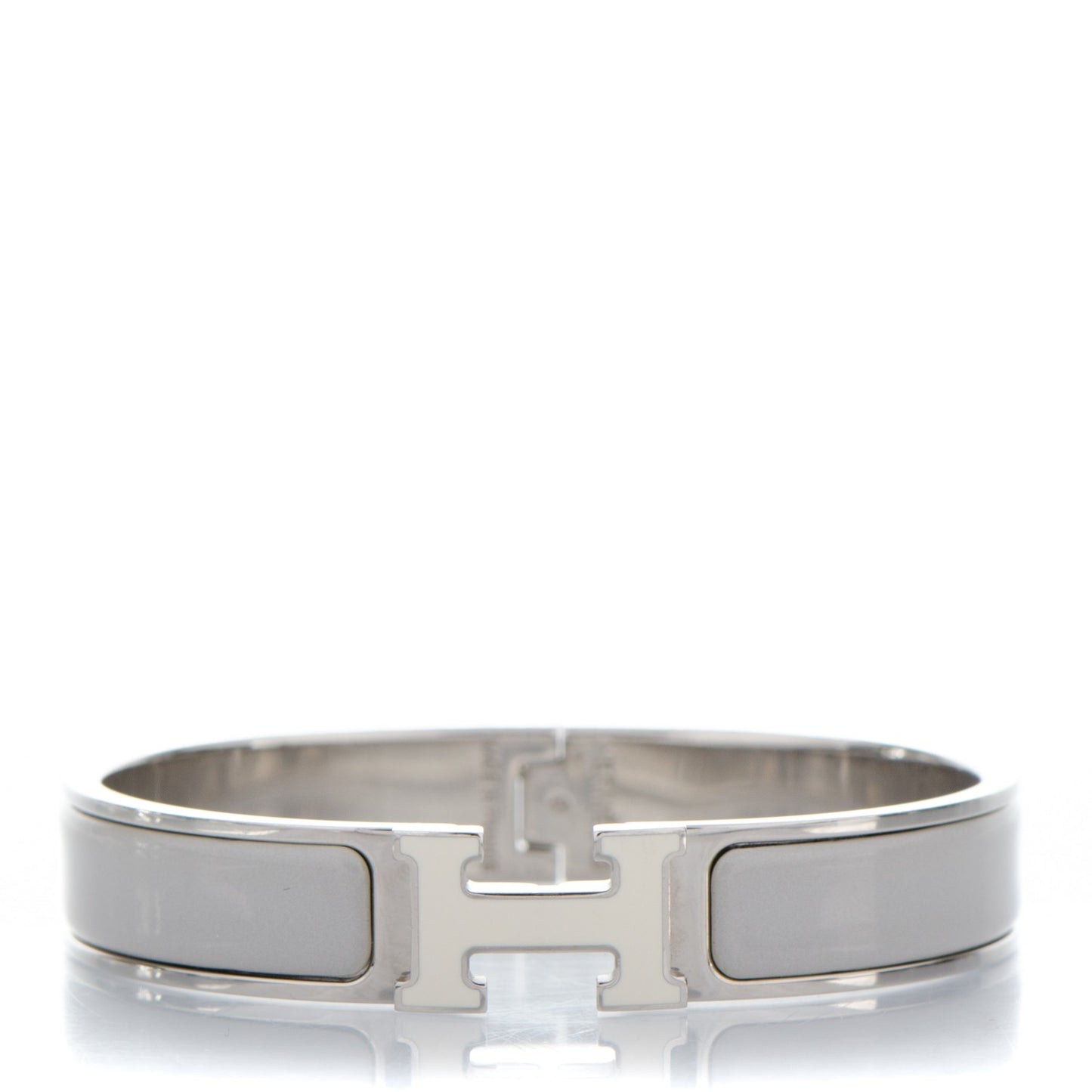 Enamel Narrow Clic Clac H Bracelet PM Blanc Gris Claire