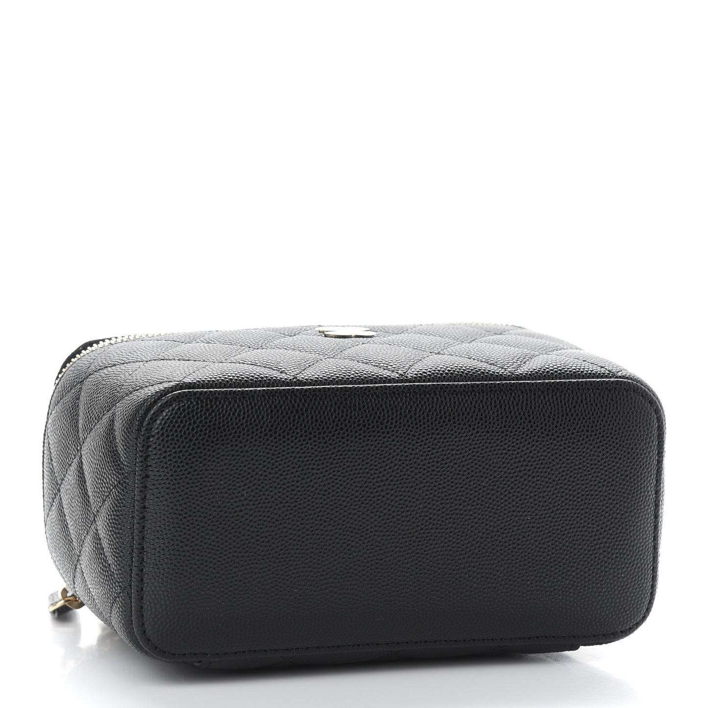 Caviar Quilted Small Vanity Case With Chain Black