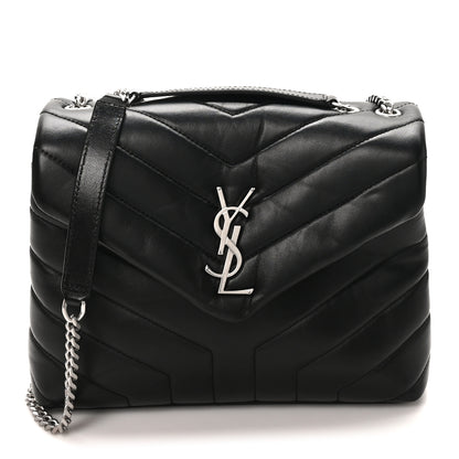 Saint Laurent Calfskin Y Quilted Monogram Small Loulou Chain Satchel Black Black 1 of 10
