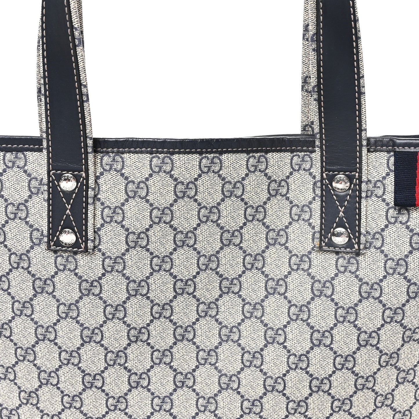 GG Plus Monogram Medium Signature Web Loop Tote Navy