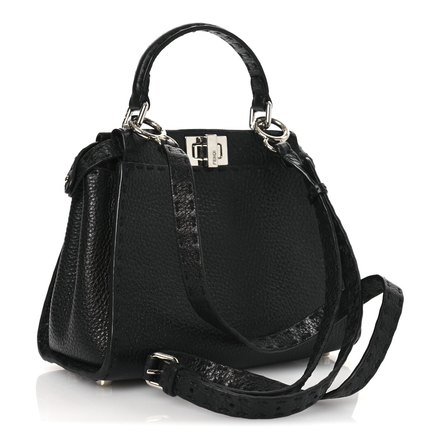 Cuoio Romano Selleria Bi-Color Mini Peekaboo Iconic Satchel Black Mou