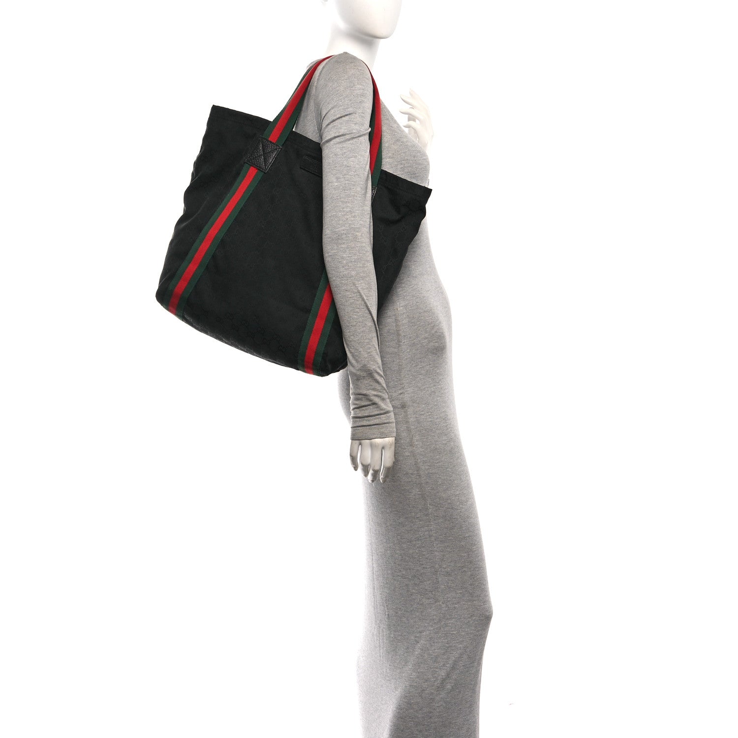 Gucci GG Monogram Medium Web Handle Vertical Tote Black 2 of 10
