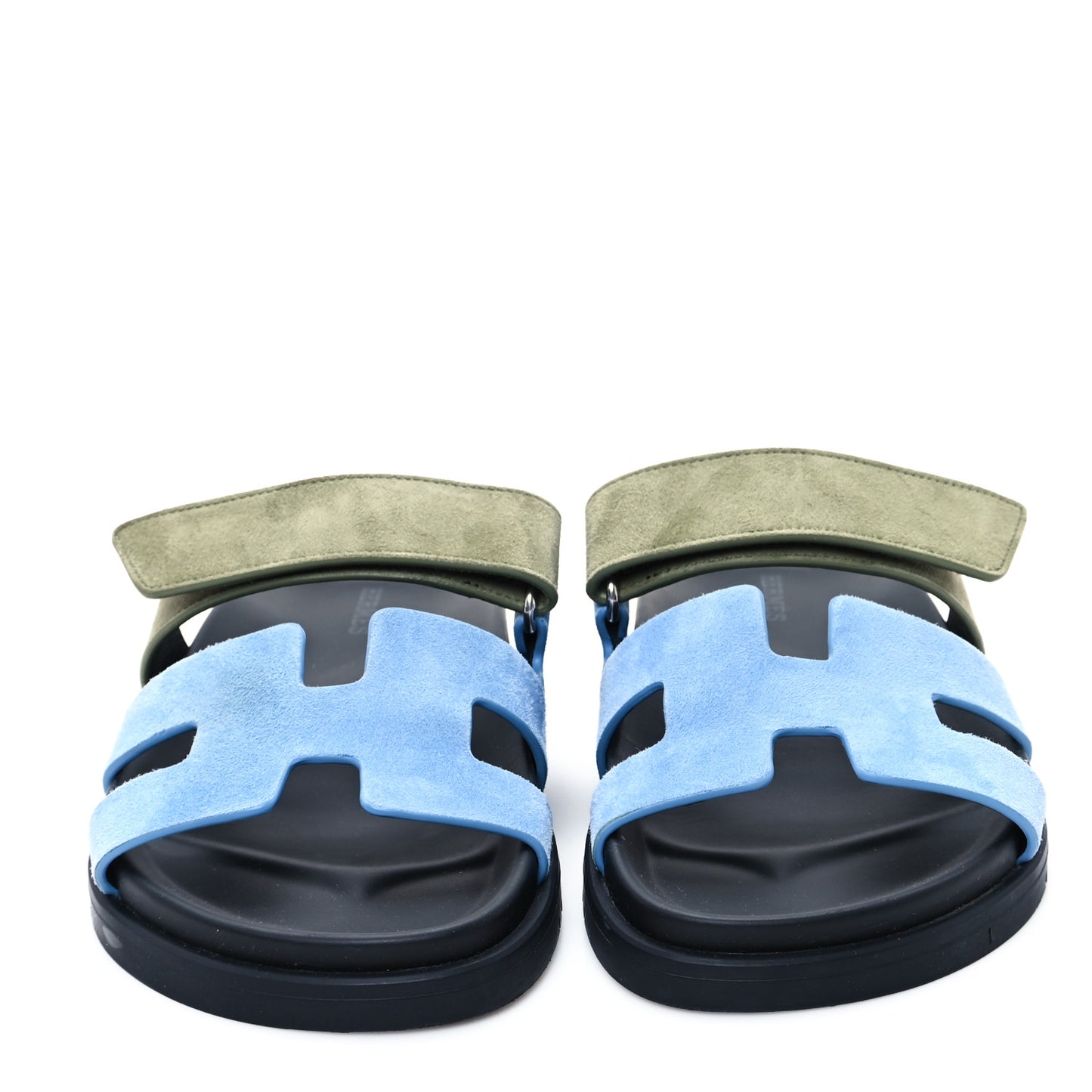 Suede Goatskin Womens Chypre Sandals 35.5 Bleu Cameo Vert Celadon