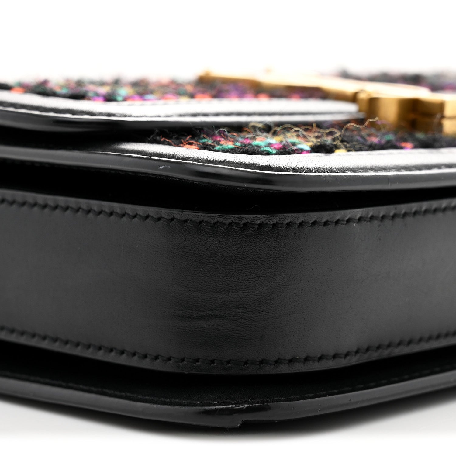 Saint Laurent Tweed Calfskin Small Solferino Satchel Black