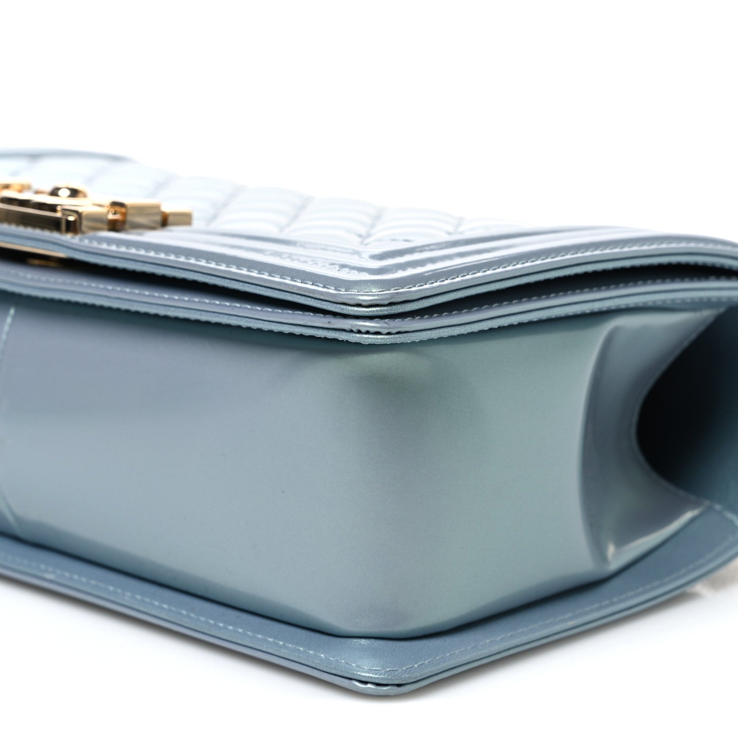 Chanel Iridescent Patent Calfskin Quilted Medium Boy Flap Light Blue 9 of 10
