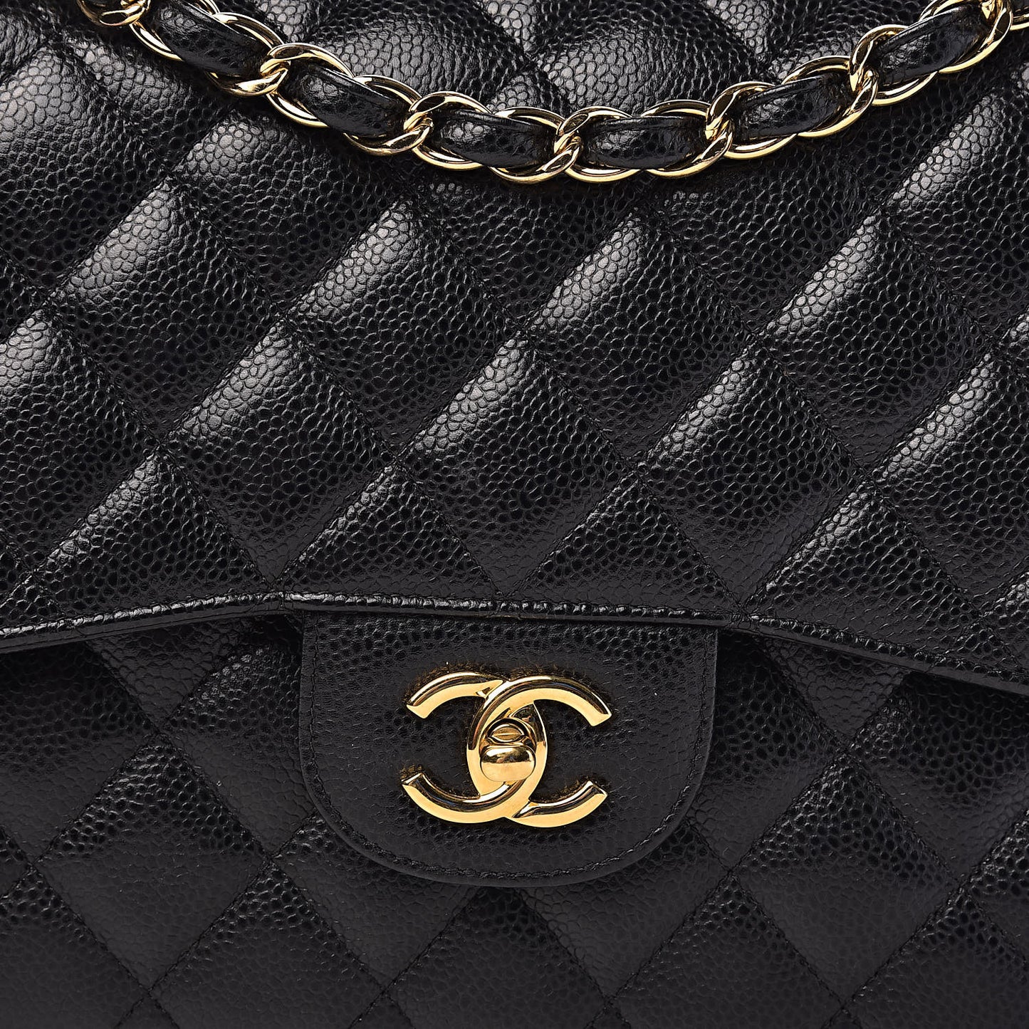 Caviar Quilted Jumbo Double Flap Black