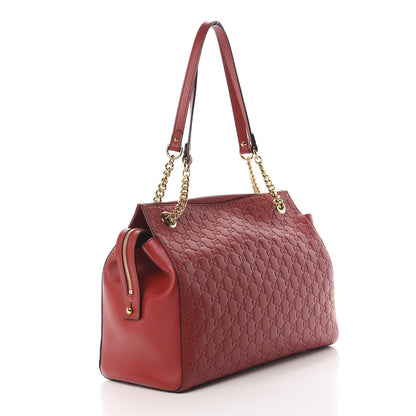 Gucci Soft Guccissima Signature Large Shoulder Tote Bag Hibiscus Red 3 of 11