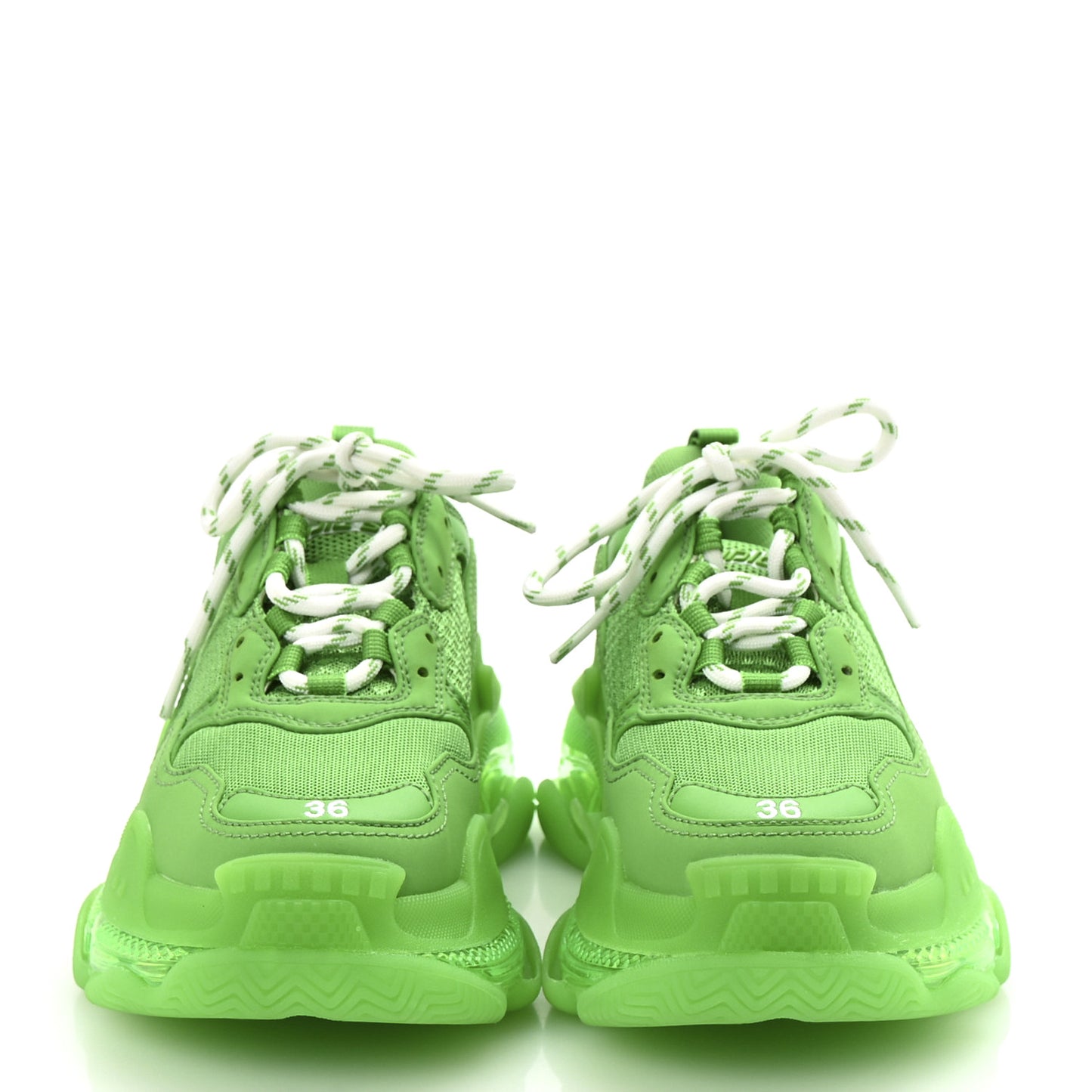 Fabric Mesh Clear Sole Womens Triple S Sneakers 36 Fluo Green