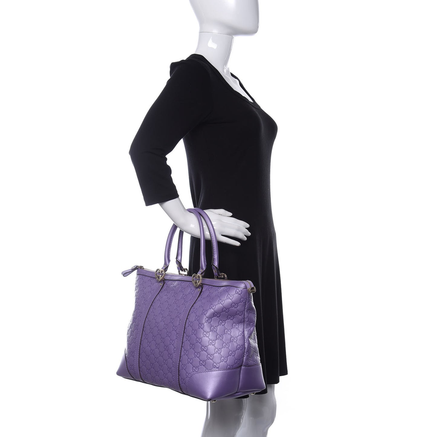 Metallic Guccissima Lovely Heart Tote Purple