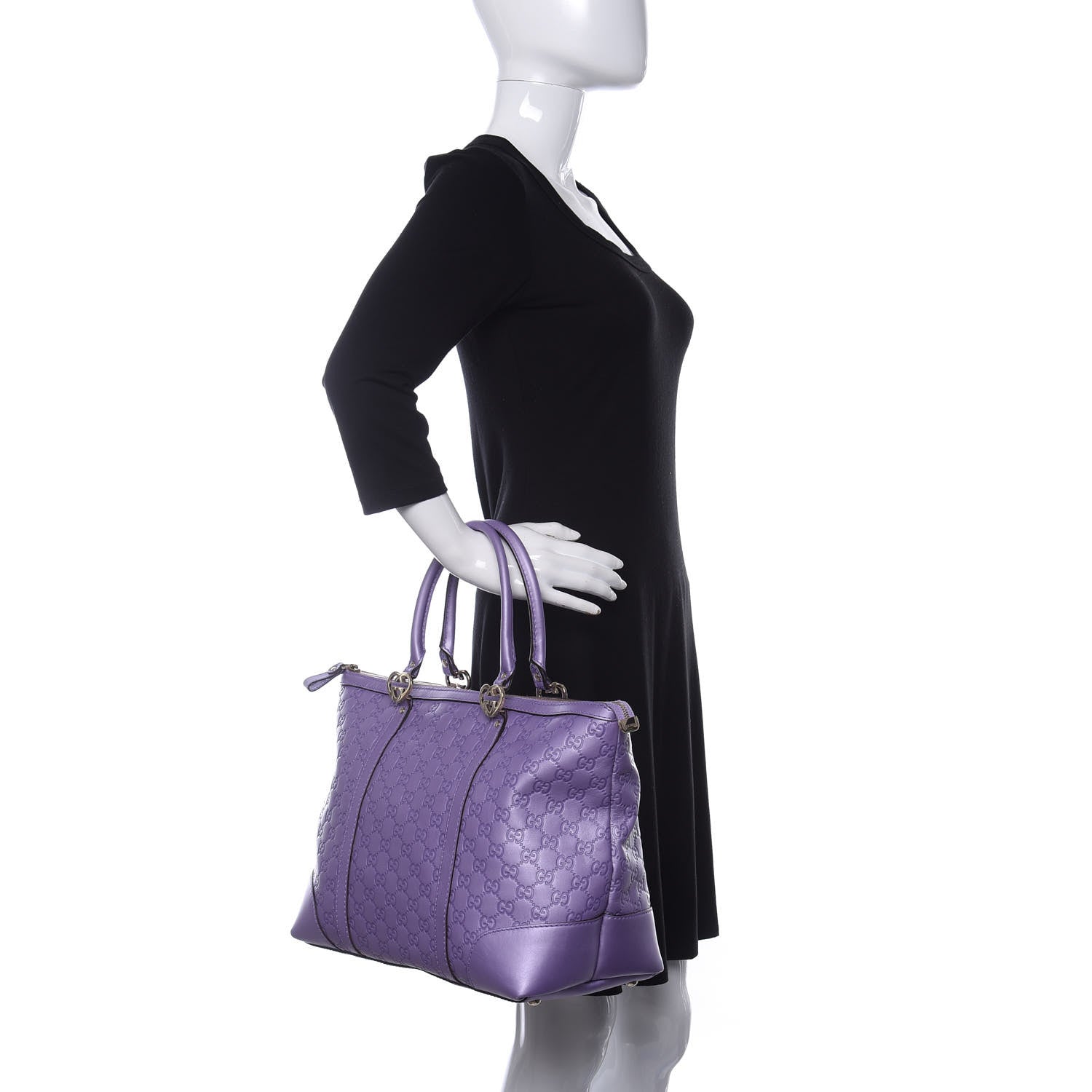 Gucci Metallic Guccissima Lovely Heart Tote Purple 2 of 10