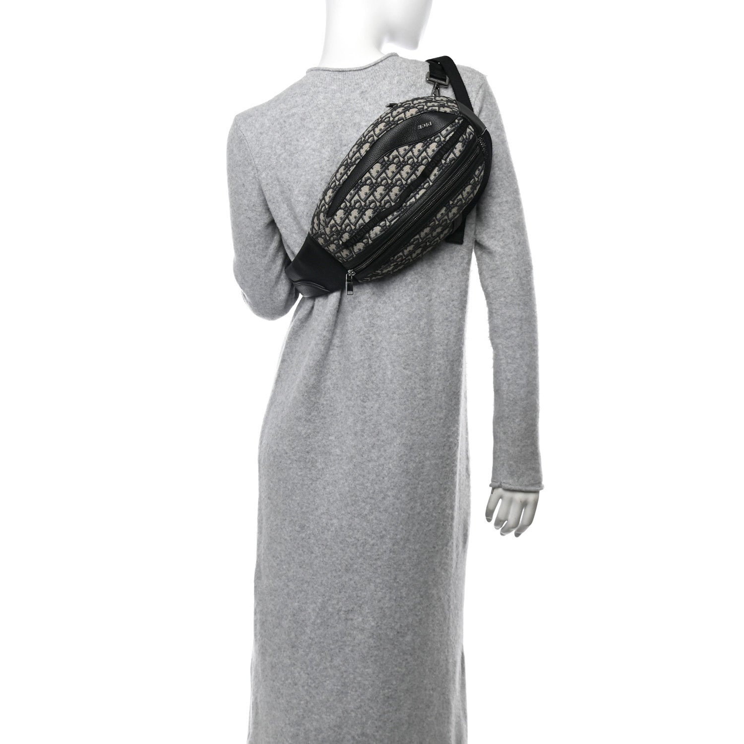 Christian Dior Grained Calfskin Oblique Scarab Sling Bag Blue Black 2 of 11