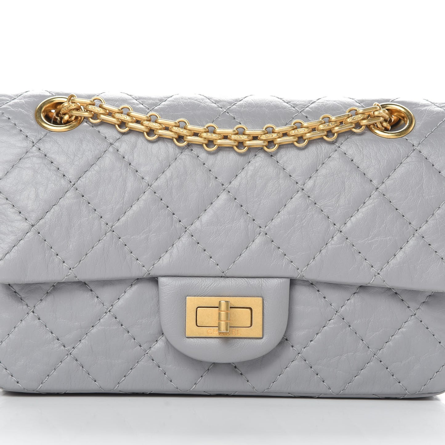 Aged Calfskin Quilted 2.55 Reissue Mini Flap Grey