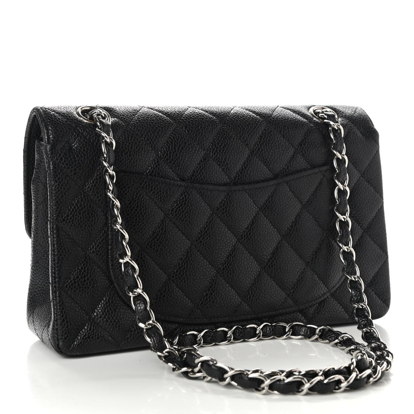 Caviar Quilted Small Double Flap Black
