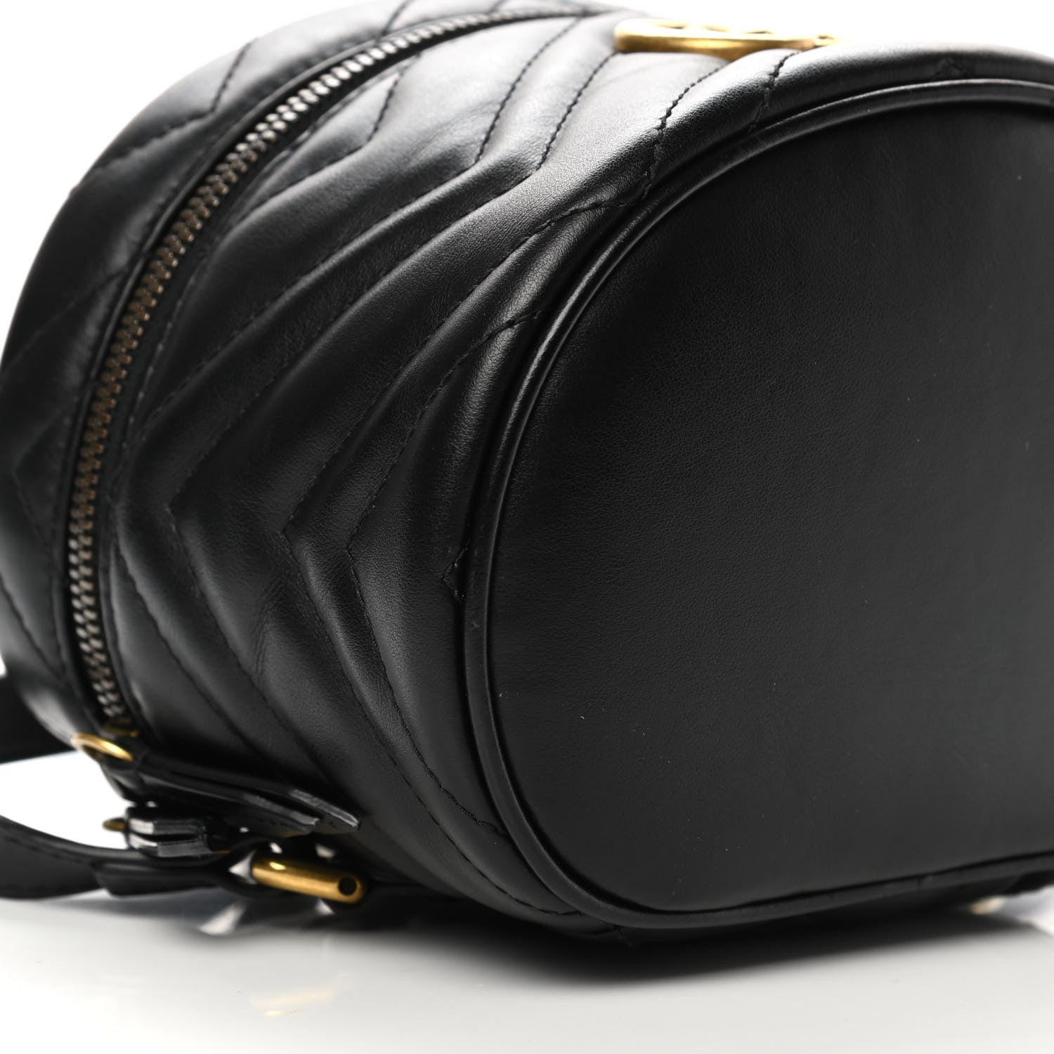Gucci Calfskin Matelasse Mini GG Marmont Round Backpack Black 9 of 13