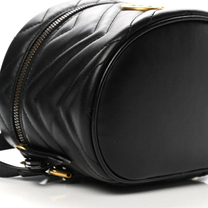 Gucci Calfskin Matelasse Mini GG Marmont Round Backpack Black 9 of 13